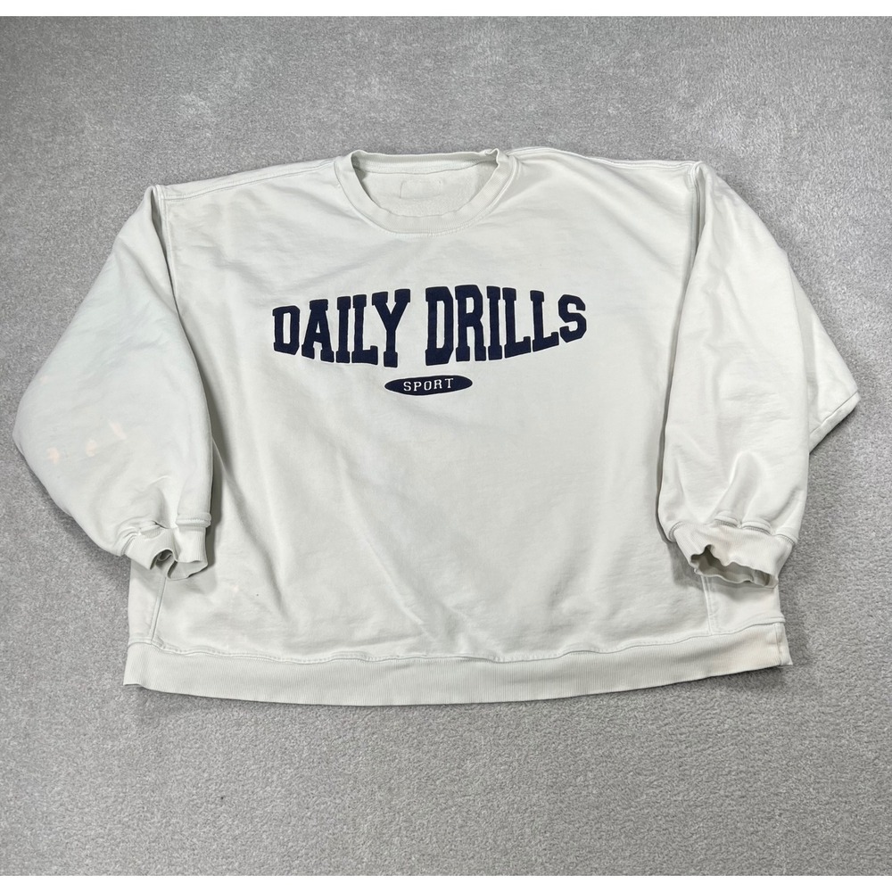 Daily Drills Sport Sweatshirt XS/S White Oversized Cotton Graphic Pullover
